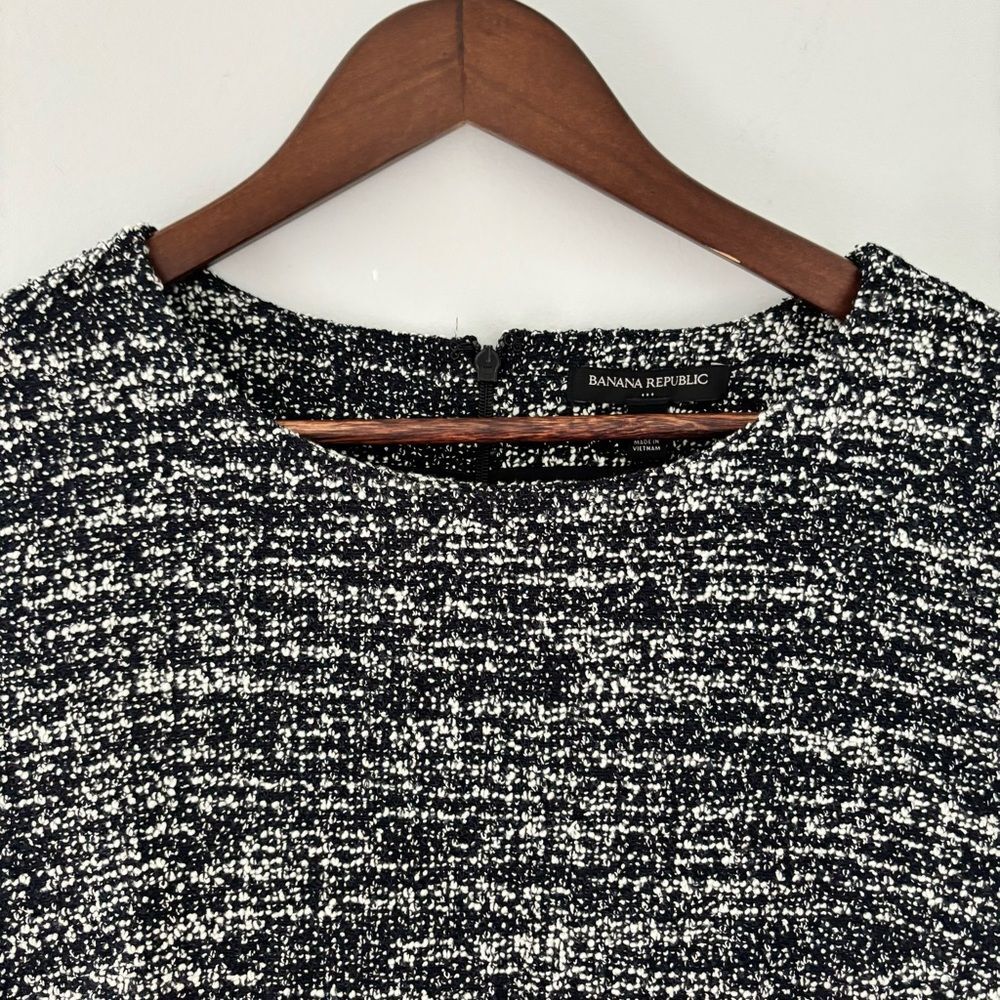 Banana Republic Black White Tweed Sheath Dress Size 6 Cap Sleeve Workwear - Picture 3 of 6